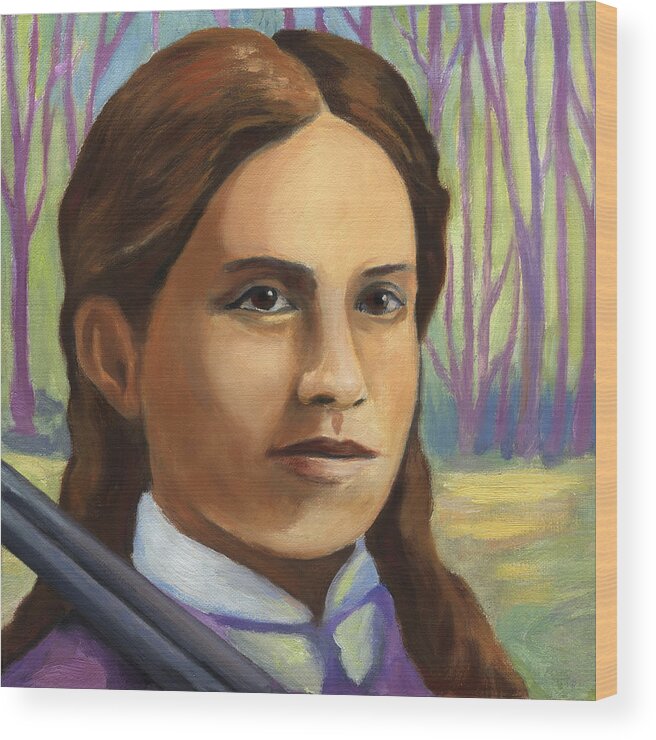 Annie Oakley Wood Print featuring the painting Annie Oakley by Linda Ruiz-Lozito
