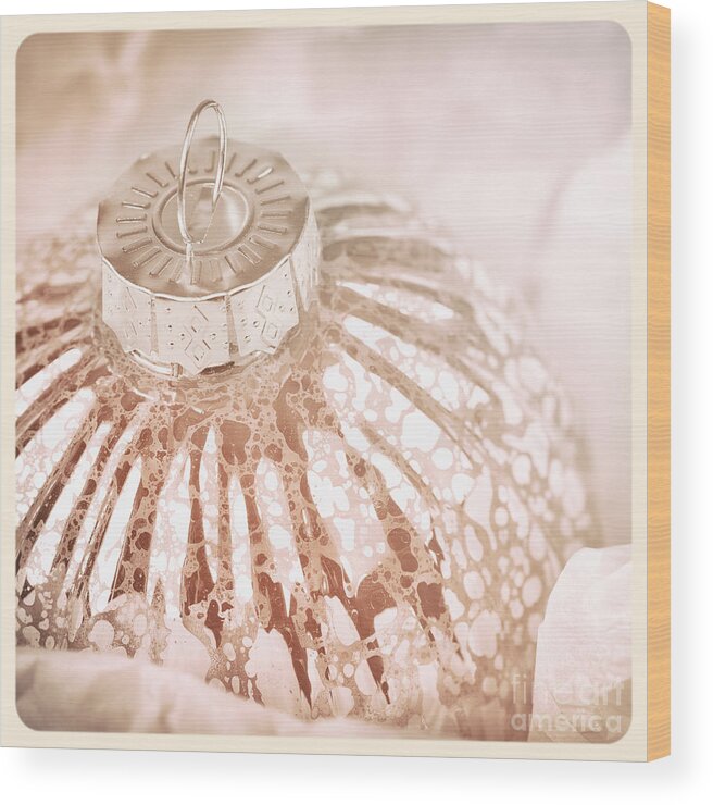 Aged Wood Print featuring the photograph Antique glass Christmas tree bauble by Jane Rix