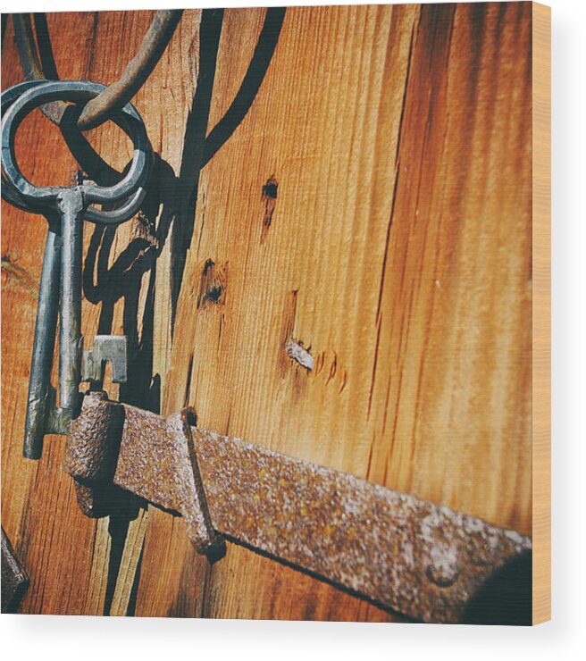 Antique Wood Print featuring the photograph Antique Keys And Rings by Christian Lagereek
