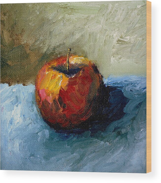 Apple Wood Print featuring the painting Apple with Olive and Grey by Michelle Calkins