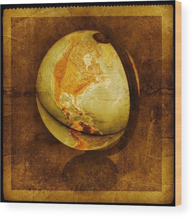 Globe Wood Print featuring the photograph Around the world in 80 days by Ellen Van Slagmaat