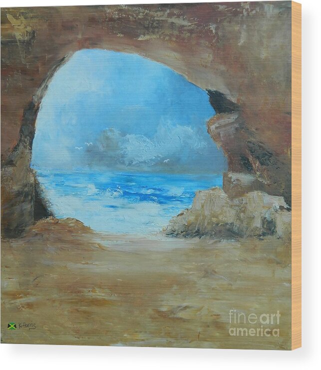 Rock Formation Wood Print featuring the painting As far as the eye can see by Kenneth Harris
