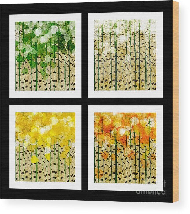 Abstract Wood Print featuring the digital art Aspen Colorado Abstract Square 4 In 1 Collection by Andee Design