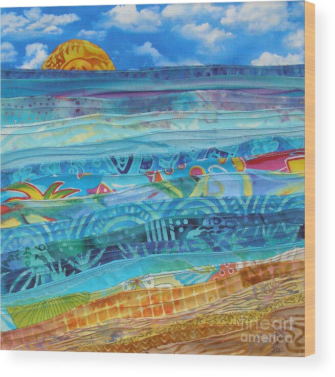 Beach Wood Print featuring the tapestry - textile At the Water's Edge by Susan Rienzo