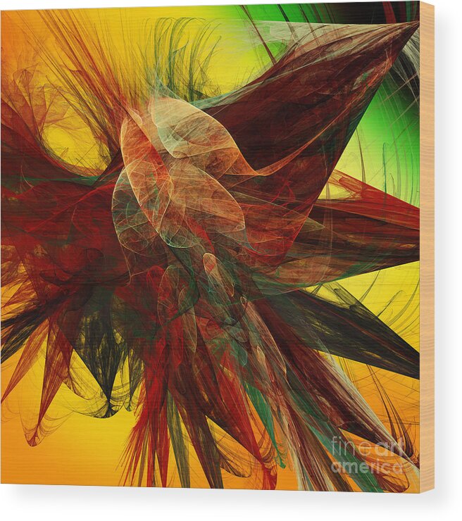 Andee Design Abstract Wood Print featuring the digital art Autumn Wings by Andee Design