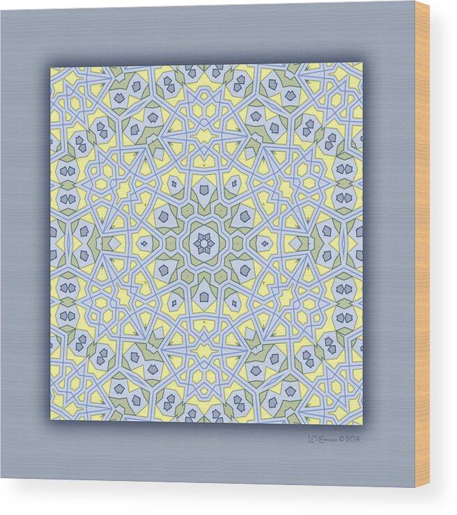 Kaleidoscope Wood Print featuring the digital art Kiss Me Blue Kaleidoscope #4 by Lynn Evenson