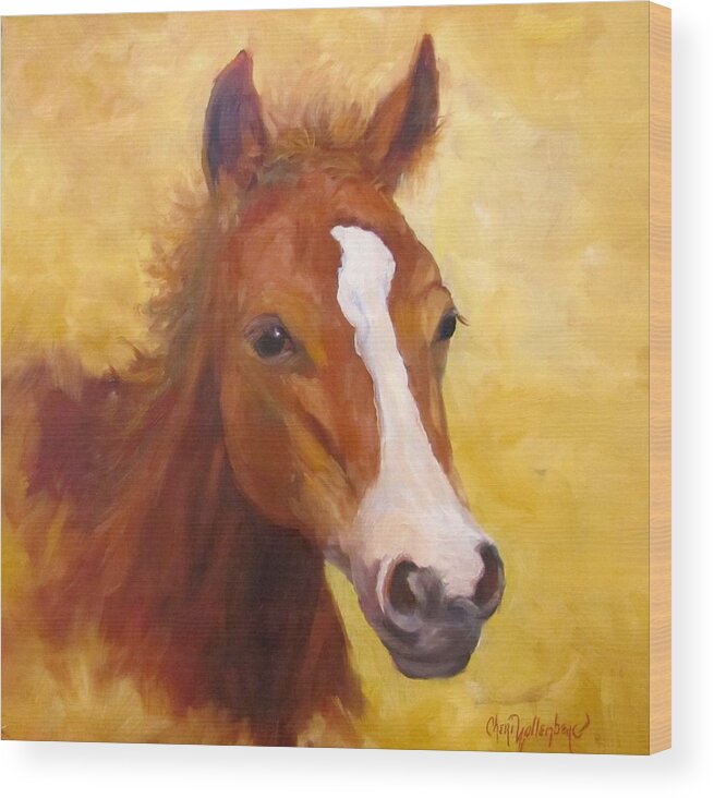 Horse Wood Print featuring the painting Baby Face by Cheri Wollenberg