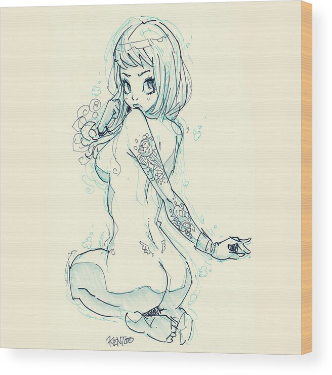 Girl Wood Print featuring the photograph Back by Kentoo