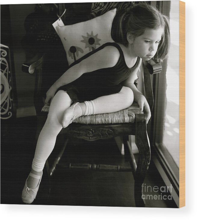 Ballerina Wood Print featuring the photograph Ballerina in Black and White by Nadine Rippelmeyer