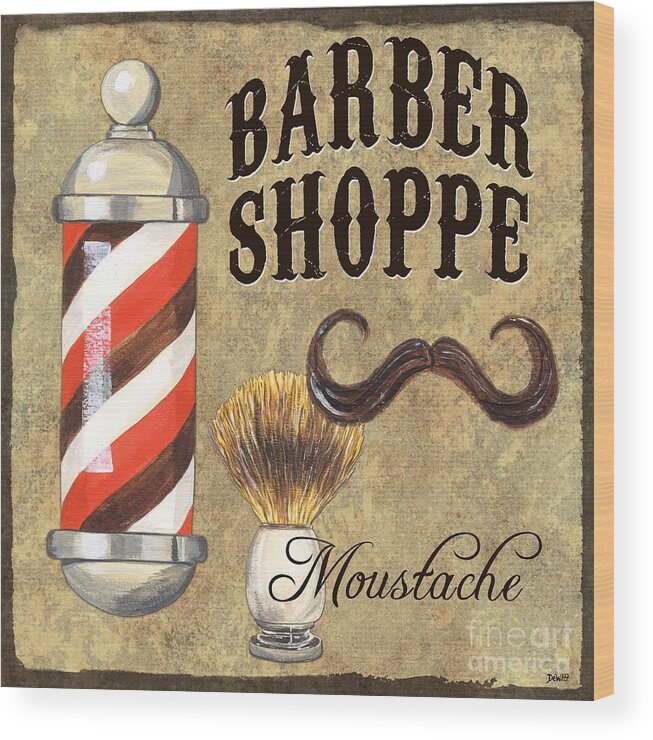Fashion Wood Print featuring the painting Barber Shoppe 1 by Debbie DeWitt