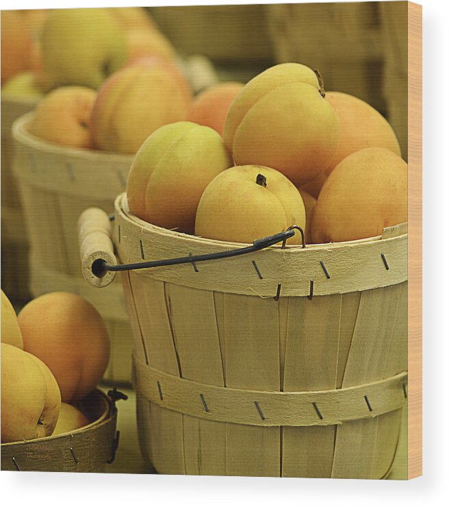 Apricots Wood Print featuring the photograph Baskets of Apricots Squared by Julie Palencia