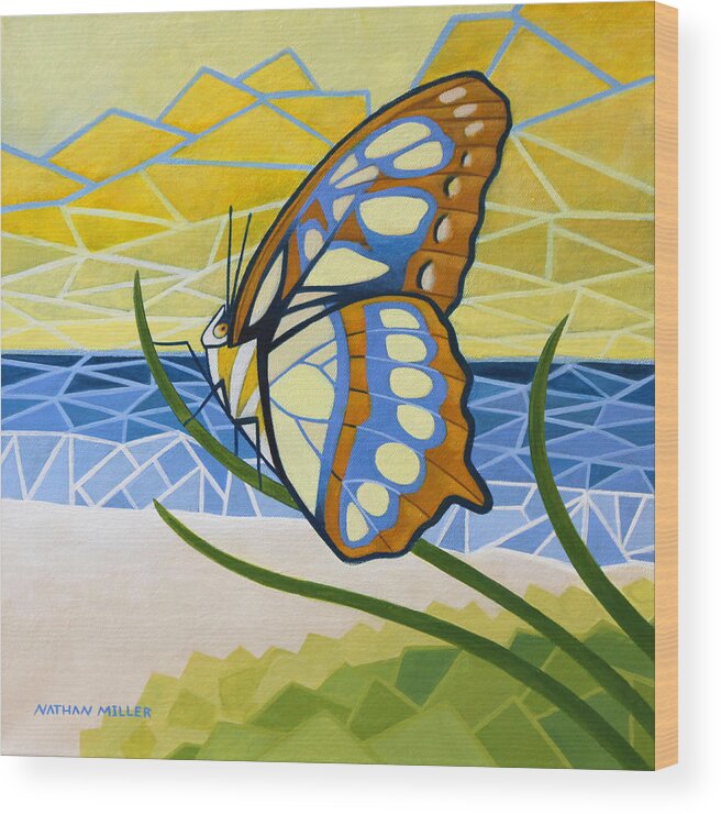 Butterfly Wood Print featuring the painting Beach Butterfly by Nathan Miller