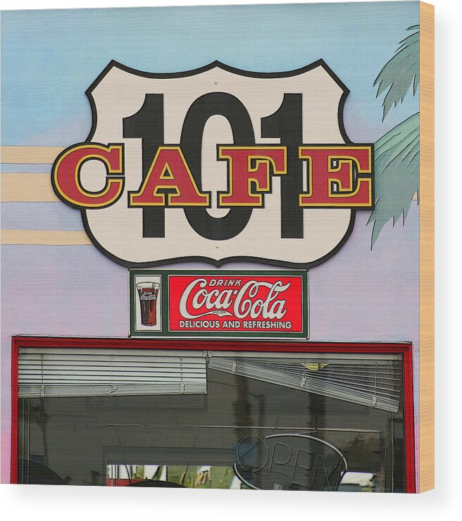 Oceanside Wood Print featuring the photograph Beach Cafe by Art Block Collections