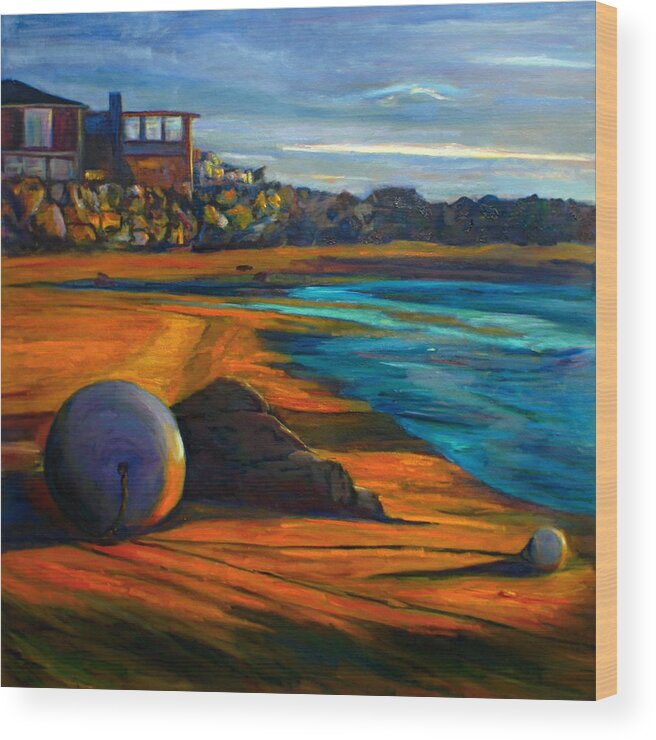 Oil Painting Wood Print featuring the photograph Beached Anchor Balls by Jeremy McKay