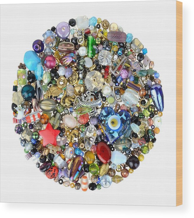 Bead Wood Print featuring the photograph Beads and Charms by Jim Hughes