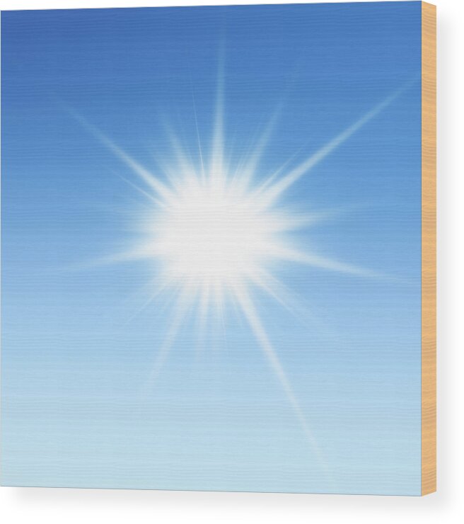 Clear Sky Wood Print featuring the photograph Beautiful Xxxl Starburst Light by Cruphoto