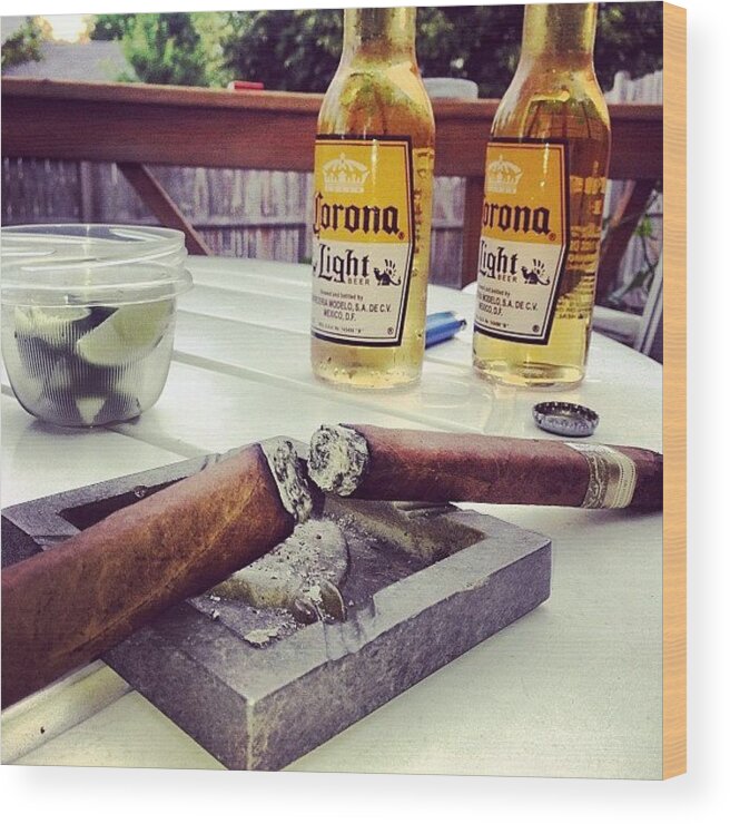 Siuc Wood Print featuring the photograph Beer N #cigars With Pops On The Last by Michael Becht