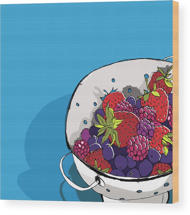 Abundance Wood Print featuring the photograph Berries In Colander by Ikon Ikon Images
