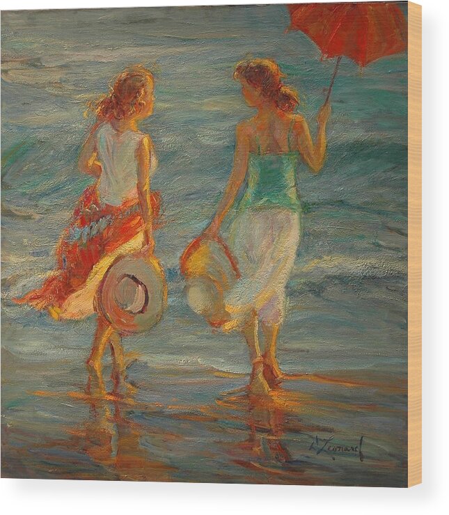 Impressionist Wood Print featuring the painting Best Friends by Diane Leonard