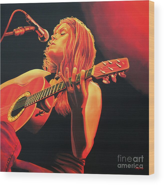 Beth Hart Wood Print featuring the painting Beth Hart by Paul Meijering