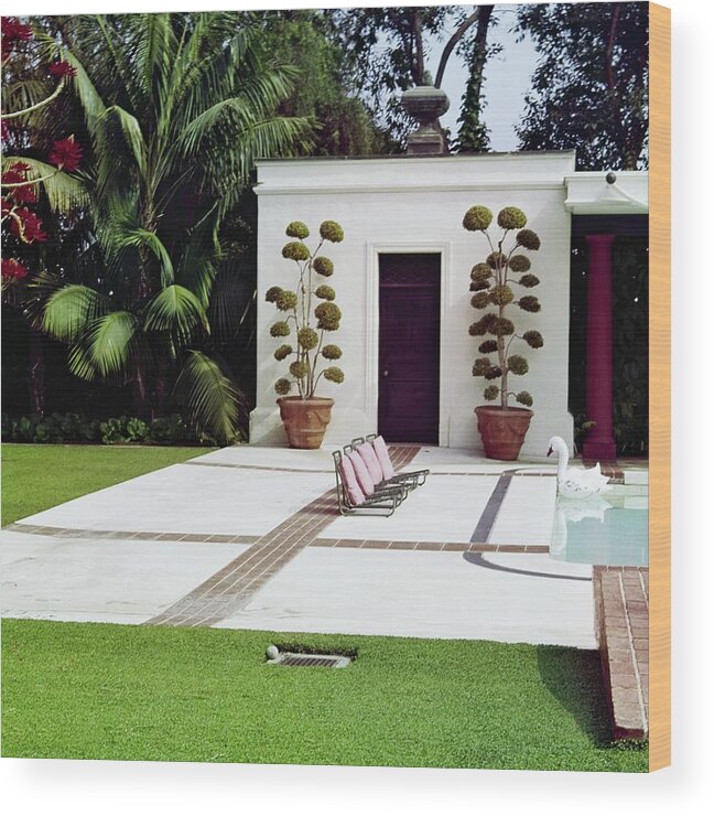 1970s Style Wood Print featuring the photograph Betsy Bloomingdale's Patio by Horst P. Horst