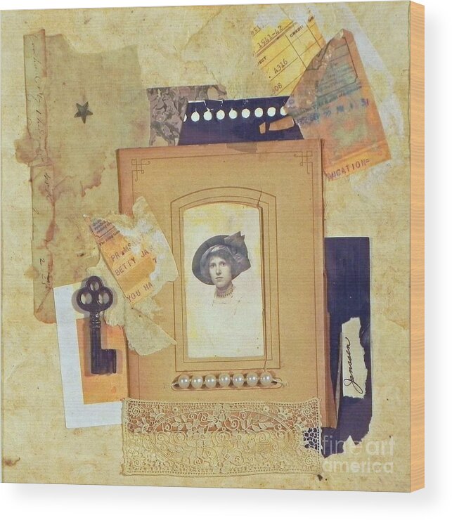  Wood Print featuring the mixed media Betty by Patricia Tierney