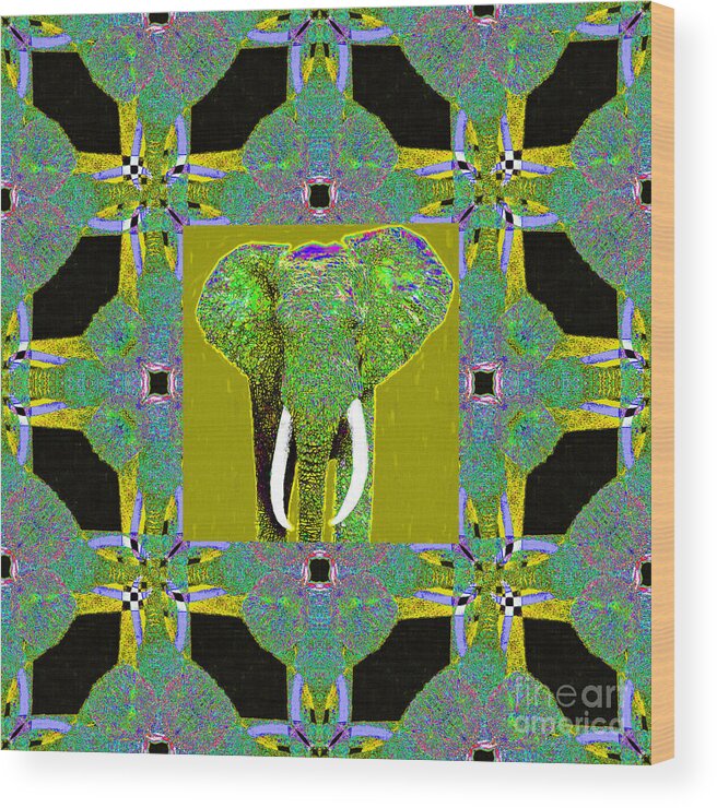 Elephant Wood Print featuring the photograph Big Elephant Abstract Window 20130201p60 by Wingsdomain Art and Photography