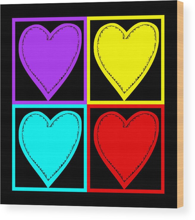 Heart Wood Print featuring the digital art Big Hearts I by Marianne Campolongo