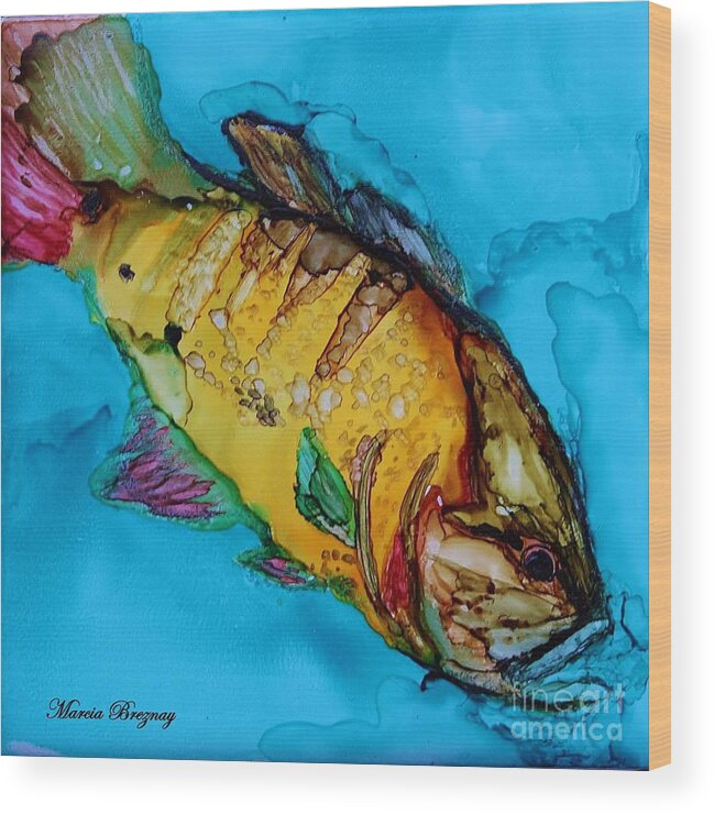 Fish Wood Print featuring the painting Big Mouth by Marcia Breznay