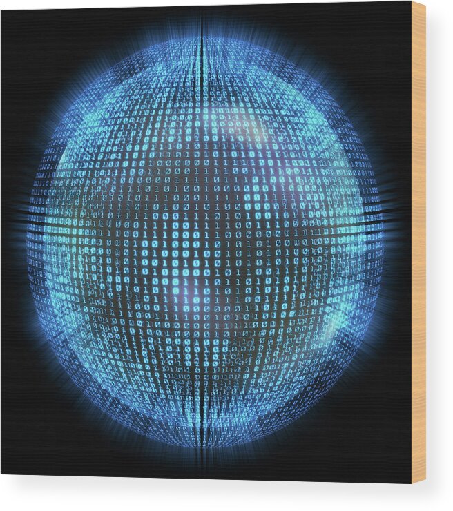 Nobody Wood Print featuring the photograph Binary Code On A Sphere by Ktsdesign
