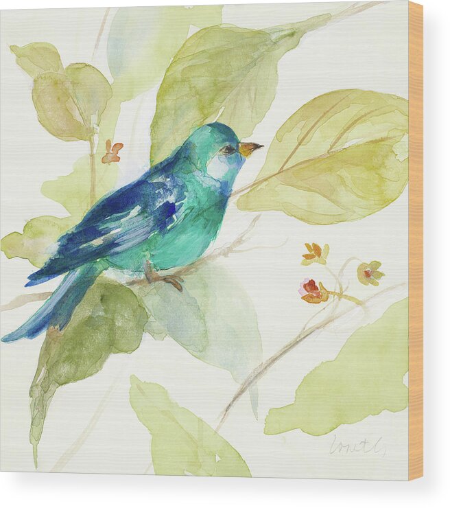Bird Wood Print featuring the painting Bird In A Tree II by Lanie Loreth