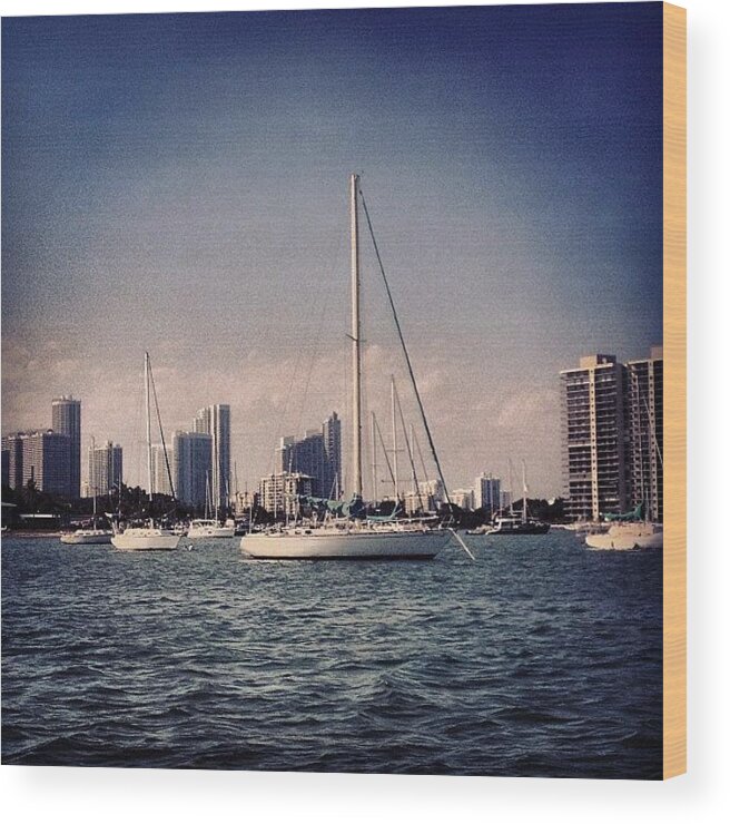 Nature Wood Print featuring the photograph ⛵biscayne Bay
#miami #florida by Hilary Solack