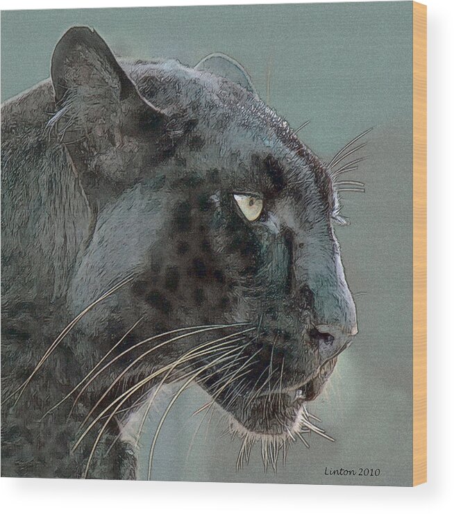 Leopard Wood Print featuring the digital art Black Panther by Larry Linton