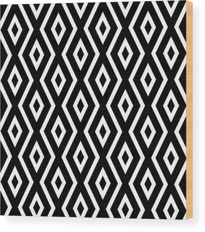 Black And White Wood Print featuring the mixed media Black and White Pattern by Christina Rollo