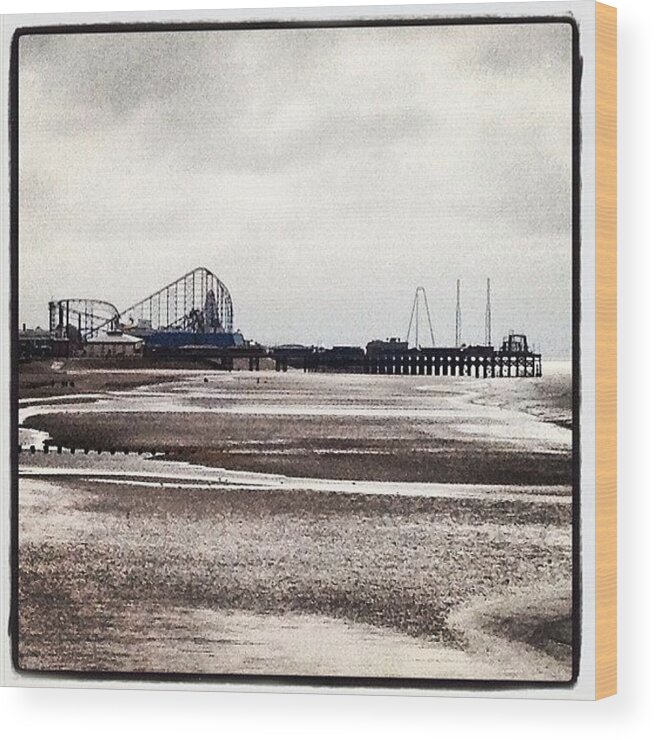 Blackpool Wood Print featuring the photograph #blackpool #pleasure #beach #coast by Adam Coleman