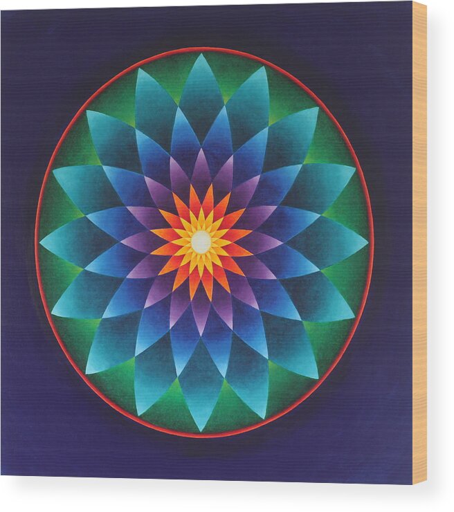 Mandala Wood Print featuring the painting Blissful Awakening by Erik Grind