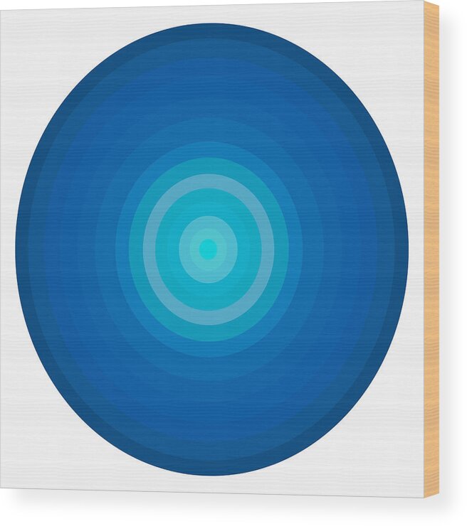 Blue Circles Wood Print featuring the painting Blue Circles by Frank Tschakert