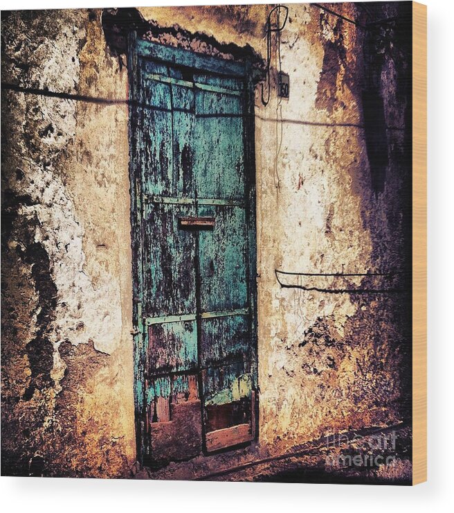 Amalfi Coast Wood Print featuring the photograph Blue Door by H Hoffman