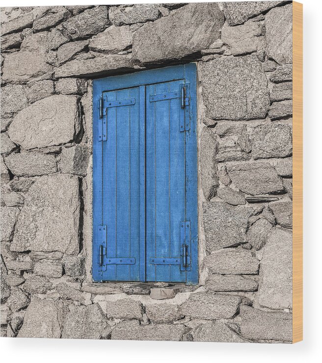 Blue Wood Print featuring the photograph Blue Doors in Greece by Joe Myeress