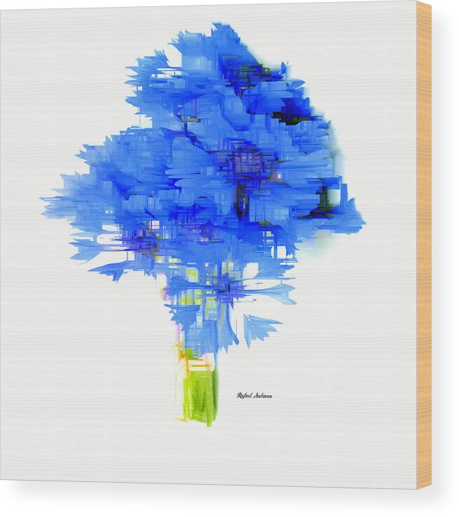 Blue Wood Print featuring the digital art Blue Flower Bouquet by Rafael Salazar