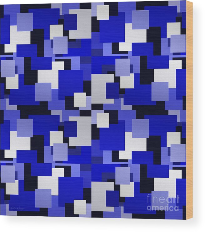 Andee Design Abstract Wood Print featuring the digital art Blue On Blue 8 by Andee Design