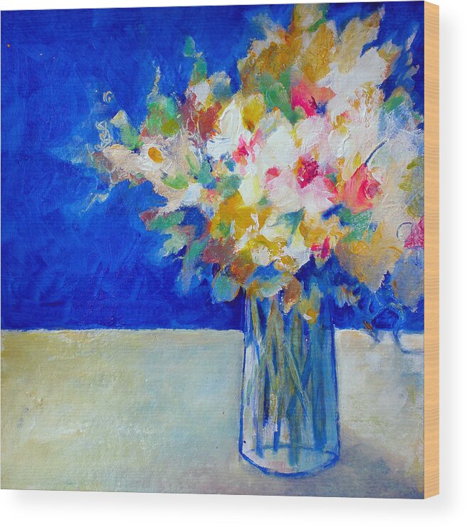 Susanne Clark Wood Print featuring the painting Blue Posy by Susanne Clark