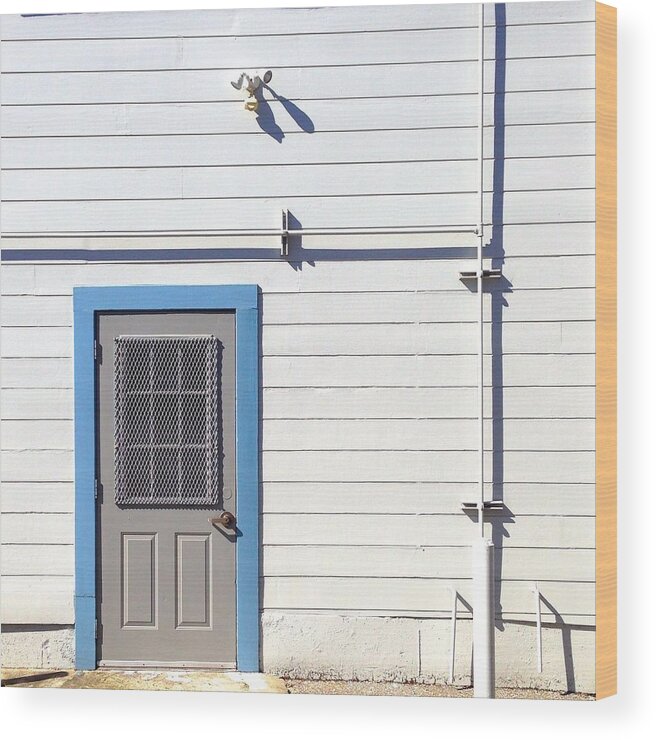 White Facade Wood Print featuring the photograph Blue Trim by Julie Gebhardt