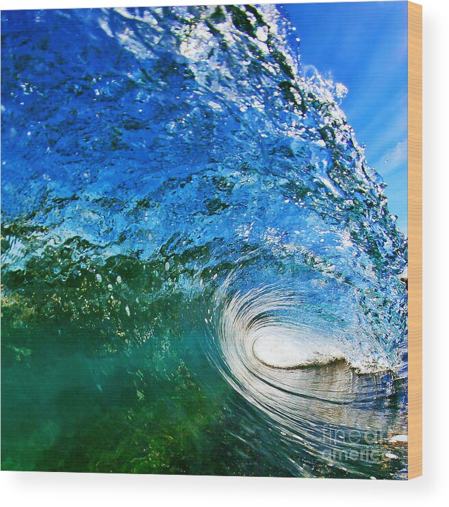 Ocean Wood Print featuring the photograph Blue Tube by Paul Topp