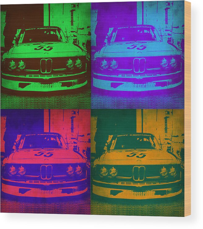 Bmw Wood Print featuring the painting BMW Racing Pop Art 1 by Naxart Studio