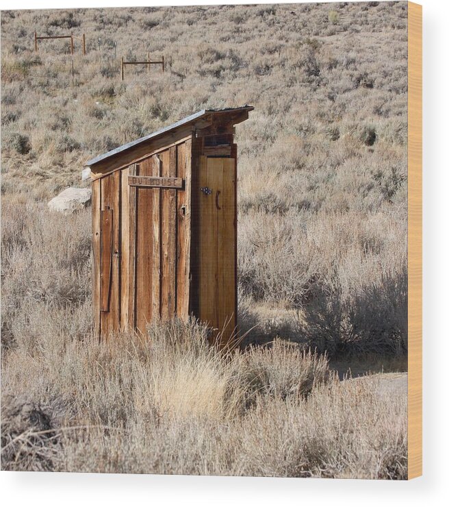 Outhouse Wood Print featuring the photograph Bodie Outhouse by Art Block Collections