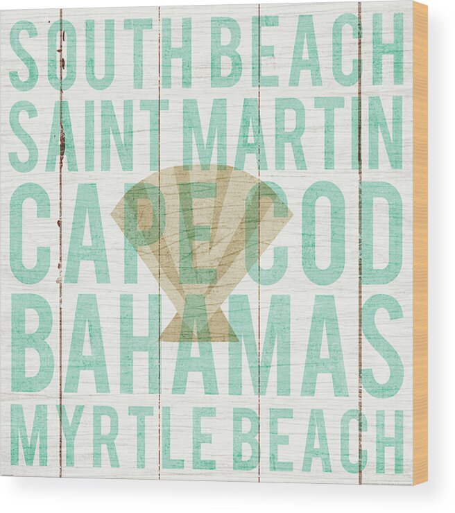 Bahamas Wood Print featuring the painting Bon Voyage Shell by Michael Mullan