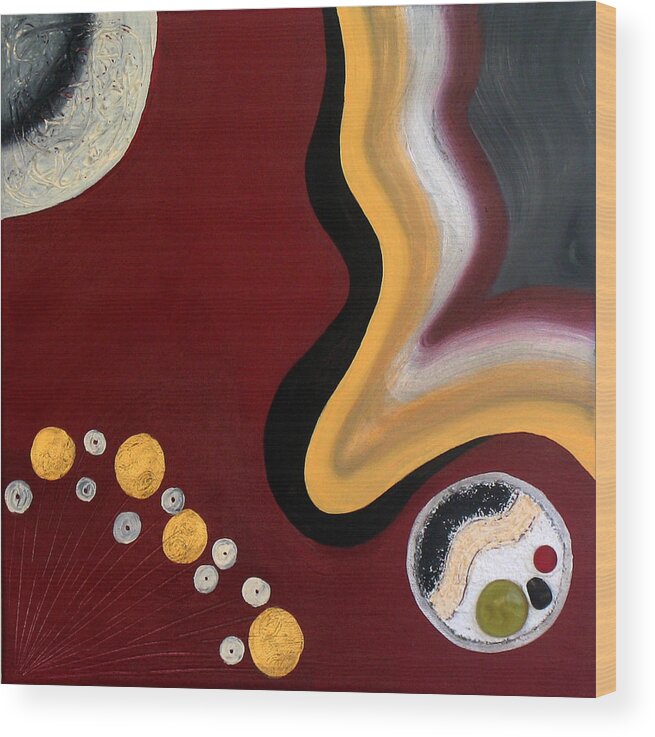 Abstract Wood Print featuring the painting Bordo style by Yafit Seruya