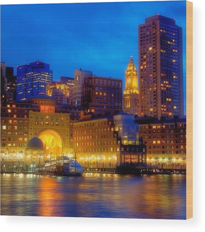 Fanpier Wood Print featuring the photograph Boston Harbor Sunset From Fan by Joann Vitali