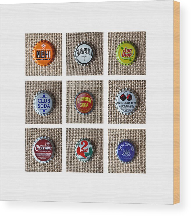 Bottle Caps Wood Print featuring the photograph Bottle Caps by Art Block Collections